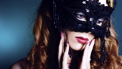 Woman faces masks models Venetian masks