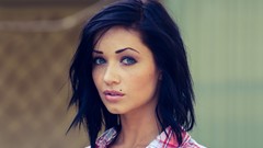 Woman faces mole shirts blue eyes models black hair open mouth 