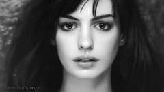 Woman faces monochrome Actress brunettes anne hathaway 