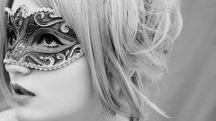 Woman faces monochrome blondes masks Venetian masks