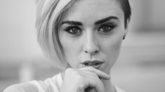 Woman faces monochrome blondes models alysha nett grayscale