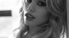 Woman faces monochrome blondes models open mouth Stacey Hannant