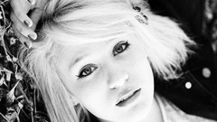 Woman faces monochrome lying down Chelsea Deen