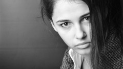 Woman faces monochrome naomi scott brunettes dark eyes grayscale