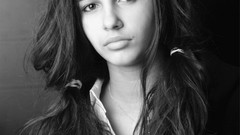 Woman faces monochrome naomi scott brunettes dark eyes grayscale
