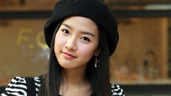 Woman faces outdoors asians long hair brunettes beret models 