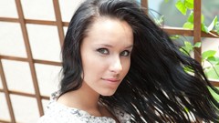 Woman faces outdoors black hair Met-Art magazine Diana G