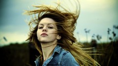 Woman faces outdoors blondes long hair models portraits denim 