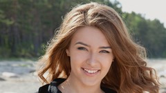 Woman faces outdoors blue eyes brunettes models Met-Art 