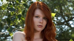 Woman faces outdoors blue eyes freckles models mia sollis 