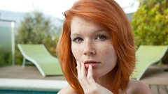 Woman faces outdoors green eyes freckles mia sollis redheads 