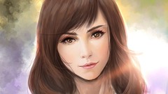 Woman faces painted brunettes artwork portraits paintwork