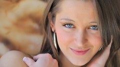 Woman faces smiling blue eyes brunettes FTVGirls magazine Dani 