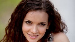 Woman faces smiling brunettes models curly hair girls in nature 