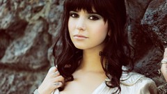 Woman faces tattoos long hair brunettes models pierced nose 