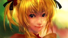 Woman Fairies faces bows blondes anime girls blue eyes short 