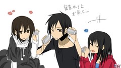 Woman family twins male short hair black hair durarara orihara 
