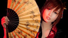 Woman fans asians bangs models redheads Alodia Gosiengfiao 