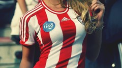 Woman fans t-shirts models paraguay boobs Football Jersey