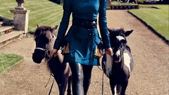 Woman fashion Actress outdoors emma watson purple hair ponies 