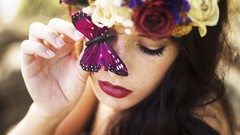 Woman fashion green eyes brunettes fashion model fashion 