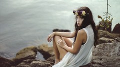 Woman fashion green eyes brunettes fashion model fashion 