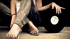 Woman feet vinyl toes