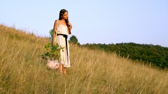 Woman fields white dress Met-Art magazine Freya A