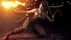 Woman fighter Warriors brunettes lara croft video games bow and 