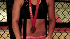 Woman fighters smiling Athletes medals mma strikeforce ronda 