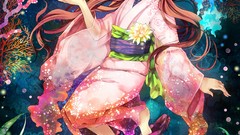Woman fish dress underwater anime girls braids yukata artwork 
