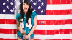 Woman Flags Redneck Champagne USA models arabella drummond 