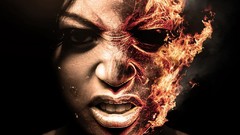 Woman flames fire angry