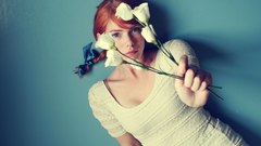 Woman Flowers redheads lying