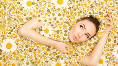 Woman Flowers yellow