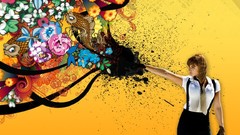 Woman Flowers yellow carp