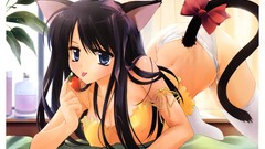 Woman food Anime Ribbons hook avenue fans anime girls blue eyes 