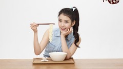 Woman food white background Celebrity asians chopsticks 