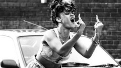 Woman Fuck Bricks monochrome rihanna brunettes Barbados singers 