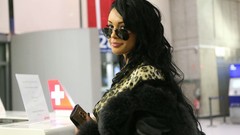 Woman fur glasses long hair brunettes nabilla benattia