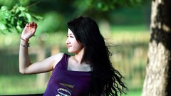 Woman Garden Chinese Actress outdoors asians brunettes singers 