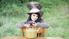 Woman Garden Tables outdoors stills models photo shoot black 