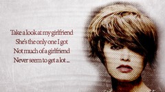 Woman Girlfriends word girlfriend brunettes red lipstick 