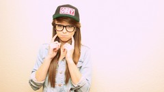 Woman glasses blondes denim clothing baseball caps Acacia Clark