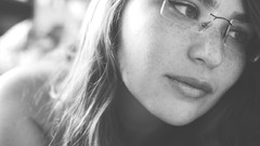 Woman glasses brunettes grayscale daydream