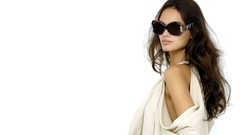 Woman glasses brunettes Simple Background Lisalla Montenegro