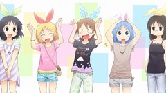 Woman glasses dice blondes blue hair long hair anime girls blue 