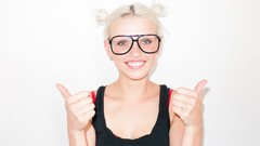 Woman glasses geek white background faces minimalistic nerd 