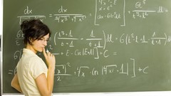 Woman glasses mathematics lesson brunettes black hair equation 