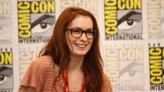 Woman glasses smiling redheads girls with glasses Comic-Con 